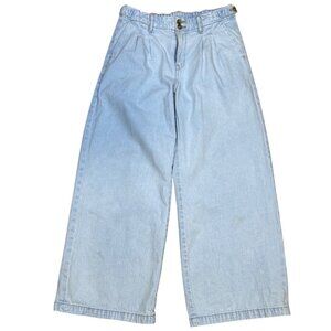 American Eagle Womens Wide Leg Trousers Light Wash Denim Size 2 Short